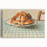 Black and white photo of assorted pastries on stretched canvas, ideal for kitchen wall art.