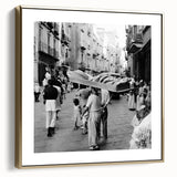 Framed canvas depicting a landscape scene with silver and gold tones, ideal for bedroom wall decor.