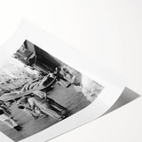 Extra large wall art featuring line art flowers in black on white, rolled print format.