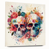 Floral Sugar Skulls Cinco de Mayo Decor - Mexican Party Wall Art