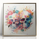 Floral Sugar Skulls Cinco de Mayo Decor - Mexican Party Wall Art