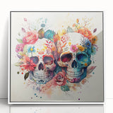 Floral Sugar Skulls Cinco de Mayo Decor - Mexican Party Wall Art