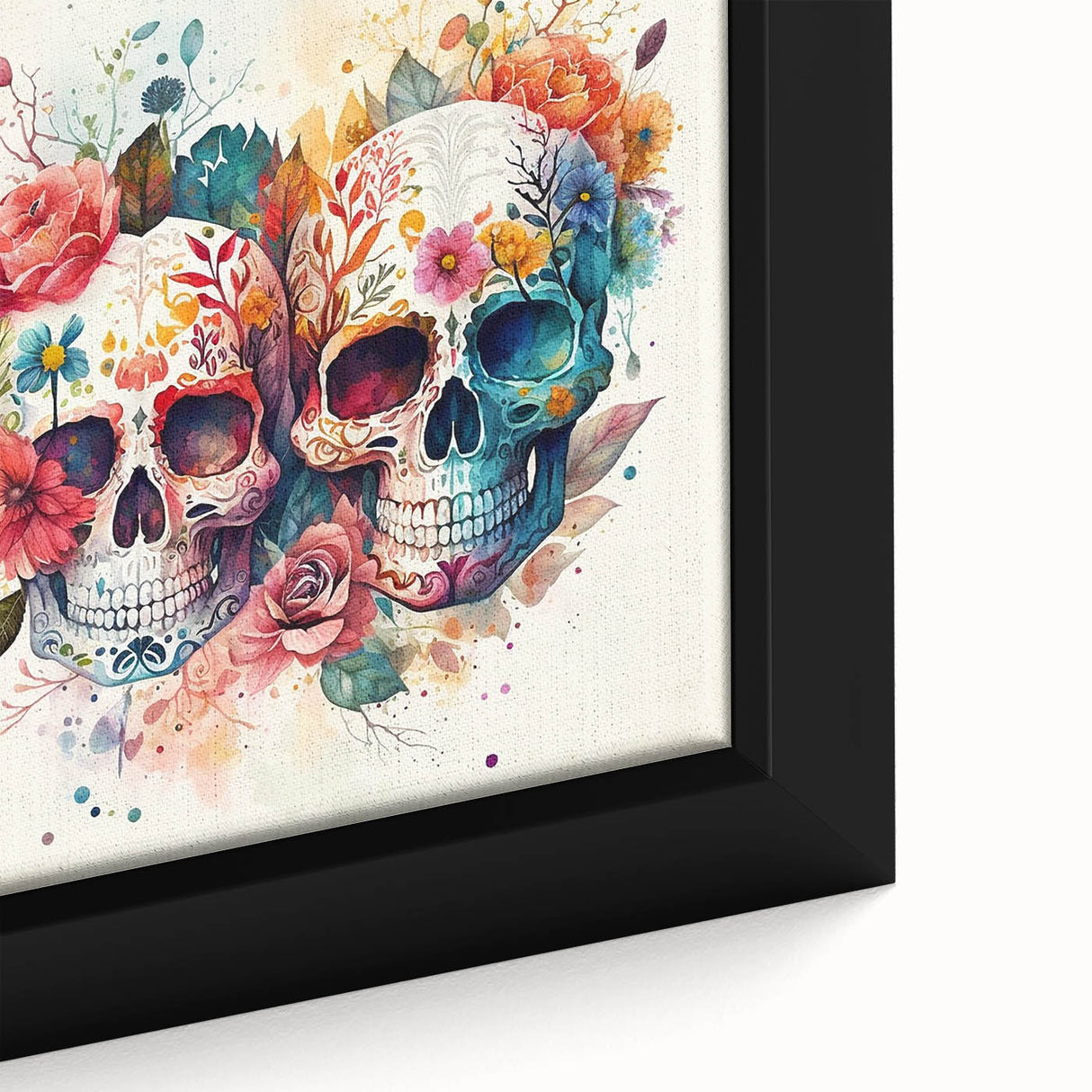 Floral Sugar Skulls Cinco de Mayo Decor - Mexican Party Wall Art