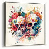 Floral Sugar Skulls Cinco de Mayo Decor - Mexican Party Wall Art