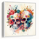 Floral Sugar Skulls Cinco de Mayo Decor - Mexican Party Wall Art