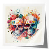 Floral Sugar Skulls Cinco de Mayo Decor - Mexican Party Wall Art