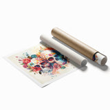 Floral Sugar Skulls Cinco de Mayo Decor - Mexican Party Wall Art