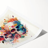 Floral Sugar Skulls Cinco de Mayo Decor - Mexican Party Wall Art