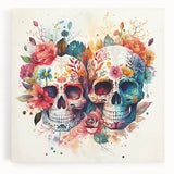 Floral Sugar Skulls Cinco de Mayo Decor - Mexican Party Wall Art