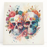 Floral Sugar Skulls Cinco de Mayo Decor - Mexican Party Wall Art