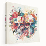Floral Sugar Skulls Cinco de Mayo Decor - Mexican Party Wall Art