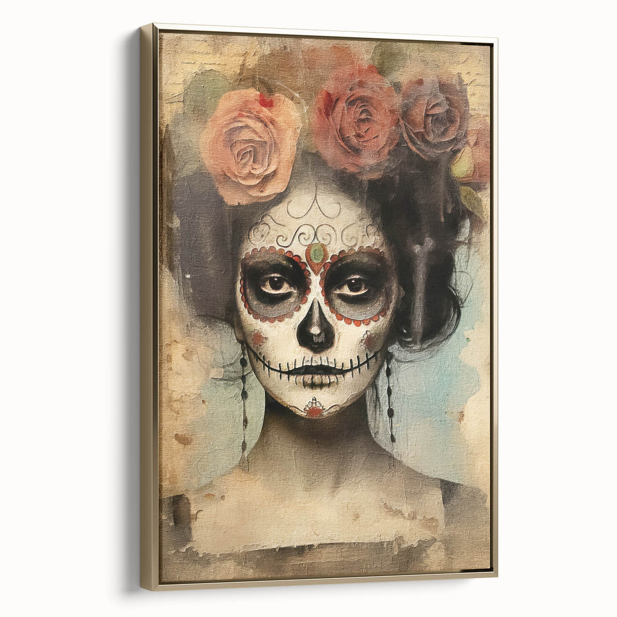 Timeless Sugar Skull Woman – Día de los Muertos Wall Art