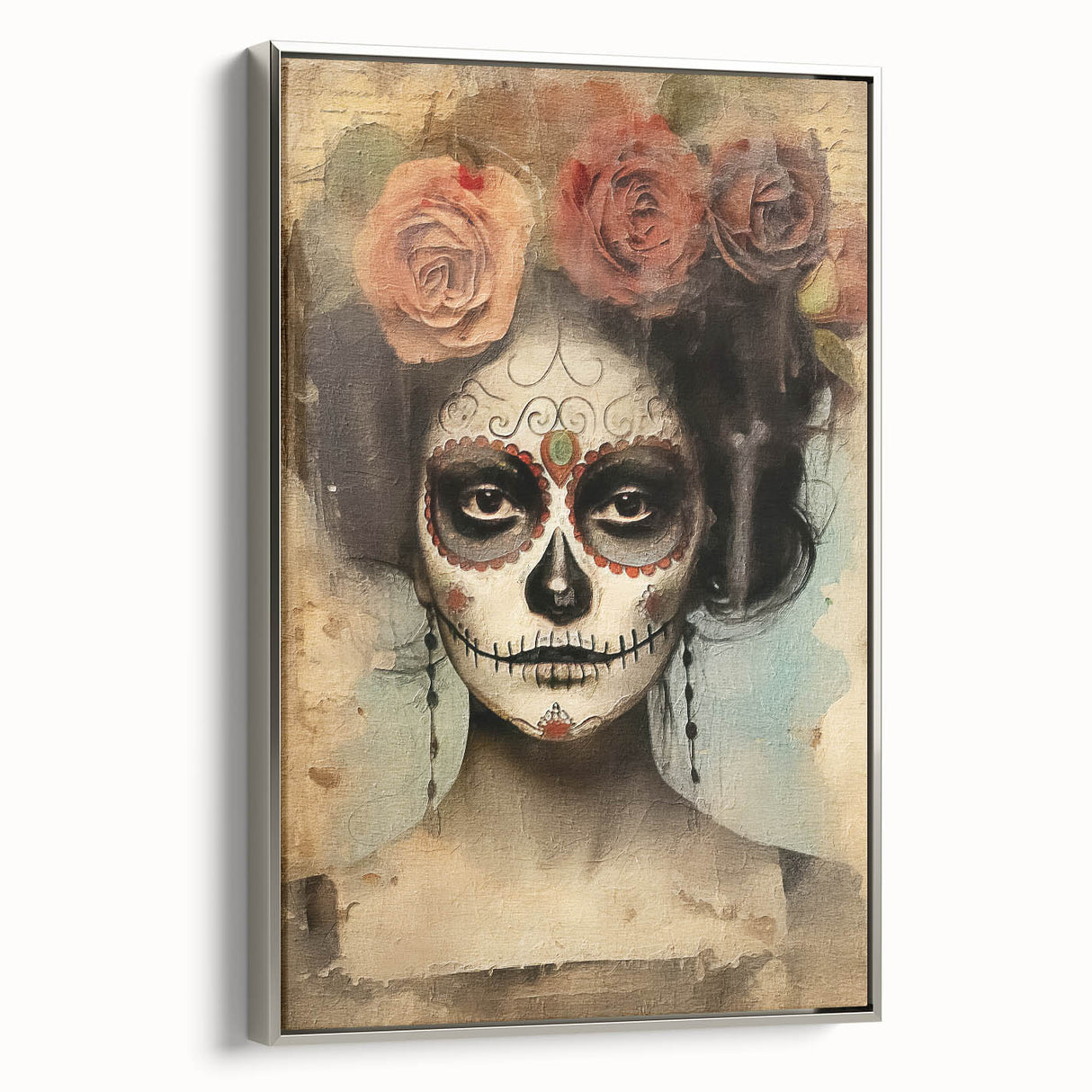 Timeless Sugar Skull Woman – Día de los Muertos Wall Art