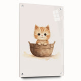 Cute Kitten in Basket Nursery Wall Art - Baby Room Decor