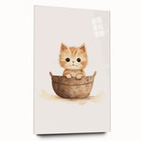 Cute Kitten in Basket Nursery Wall Art - Baby Room Decor