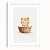 Cute Kitten in Basket Nursery Wall Art - Baby Room Decor