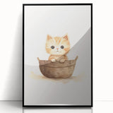 Cute Kitten in Basket Nursery Wall Art - Baby Room Decor