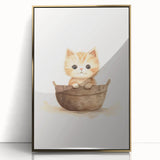 Cute Kitten in Basket Nursery Wall Art - Baby Room Decor