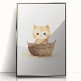 Cute Kitten in Basket Nursery Wall Art - Baby Room Decor