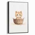Cute Kitten in Basket Nursery Wall Art - Baby Room Decor