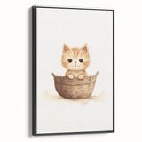Cute Kitten in Basket Nursery Wall Art - Baby Room Decor
