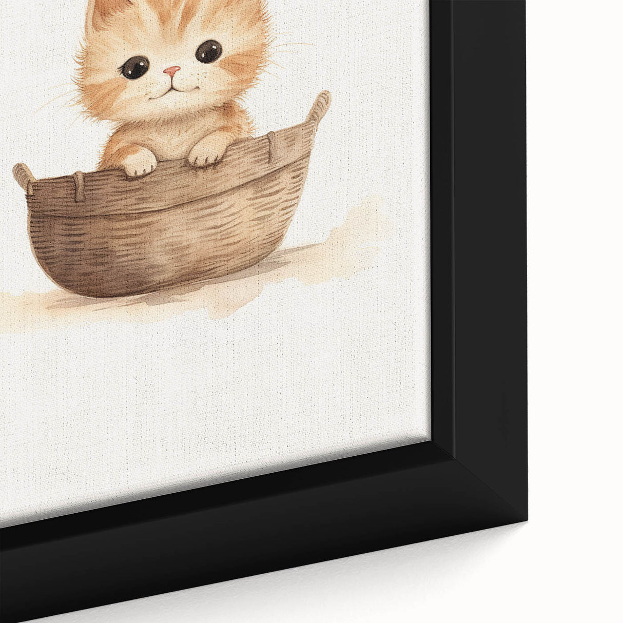 Cute Kitten in Basket Nursery Wall Art - Baby Room Decor