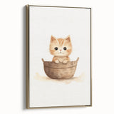 Cute Kitten in Basket Nursery Wall Art - Baby Room Decor