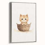 Cute Kitten in Basket Nursery Wall Art - Baby Room Decor