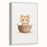 Cute Kitten in Basket Nursery Wall Art - Baby Room Decor