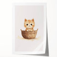 Cute Kitten in Basket Nursery Wall Art - Baby Room Decor