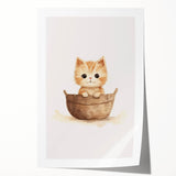 Cute Kitten in Basket Nursery Wall Art - Baby Room Decor