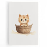 Cute Kitten in Basket Nursery Wall Art - Baby Room Decor