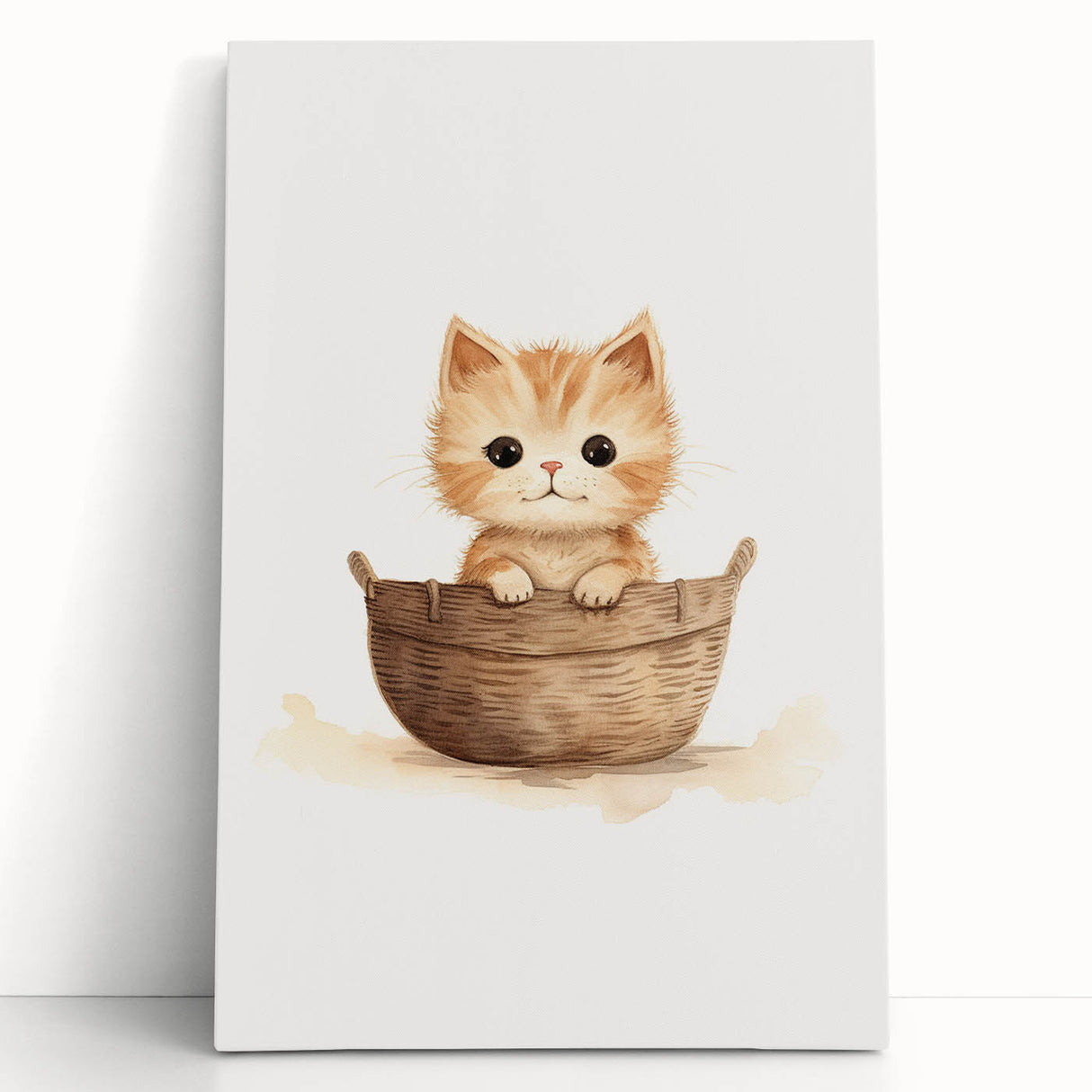 Cute Kitten in Basket Nursery Wall Art - Baby Room Decor