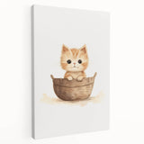 Cute Kitten in Basket Nursery Wall Art - Baby Room Decor