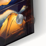 Close-up of a vibrant landscape acrylic glass artwork showcasing rich colors and intricate details, ideal for modern home decor and art enthusiasts.