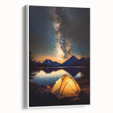 Framed landscape canvas artwork showcasing a serene nature scene with vibrant colors and intricate details, presented in a sleek white frame to enhance decor.