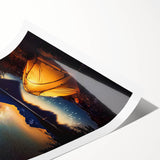 Rolled landscape canvas print showcasing intricate African-inspired art design with vibrant colors, carefully packaged in a durable cardboard tube for safe shipping.