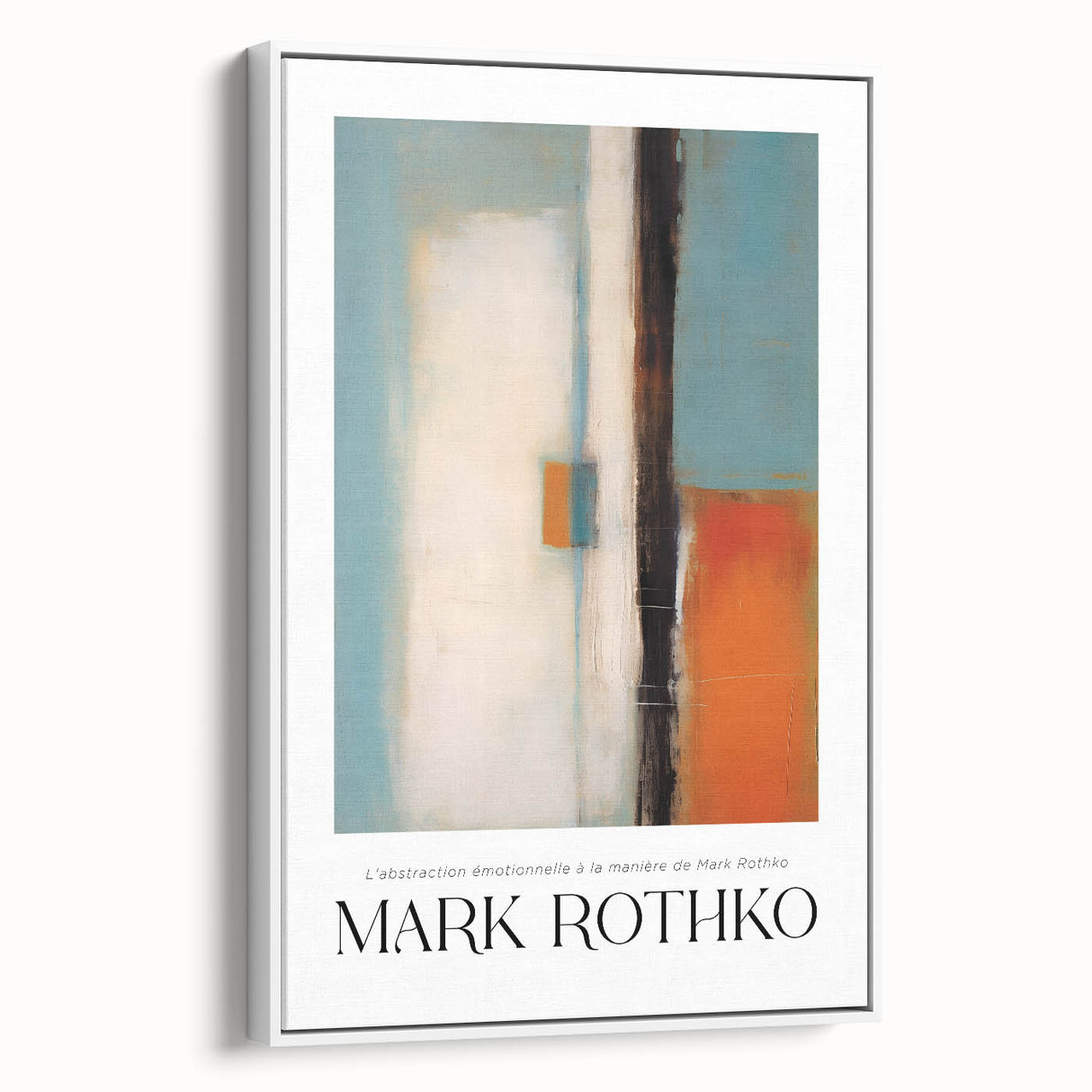 Extra large framed canvas featuring vintage poster art of colorful abstract blocks, ideal for living room ambiance.