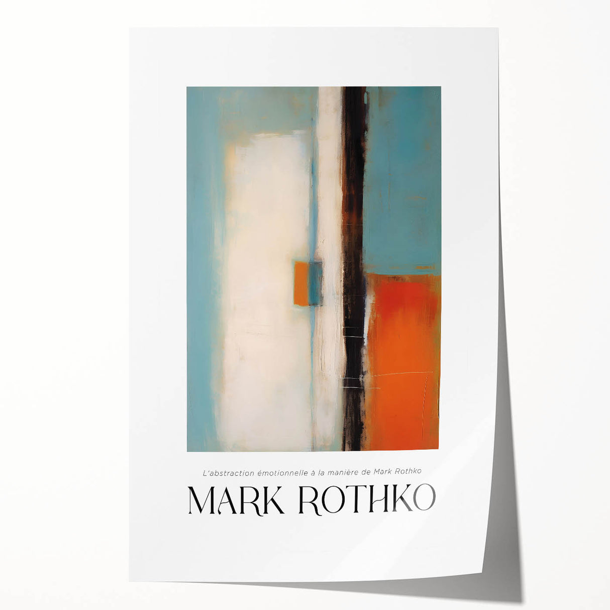 Rolled print of a Mark Rothko-inspired abstract design in deep red and burgundy, ideal for art wall dining room decor.
