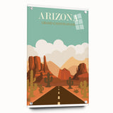 Arizona Retro Travel Poster | Grand Canyon Desert Road Print