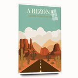 Arizona Retro Travel Poster | Grand Canyon Desert Road Print