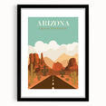 Arizona Retro Travel Poster | Grand Canyon Desert Road Print