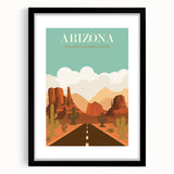 Arizona Retro Travel Poster | Grand Canyon Desert Road Print