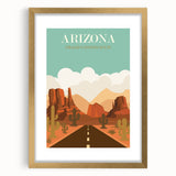 Arizona Retro Travel Poster | Grand Canyon Desert Road Print