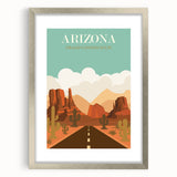 Arizona Retro Travel Poster | Grand Canyon Desert Road Print