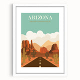 Arizona Retro Travel Poster | Grand Canyon Desert Road Print