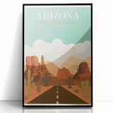 Arizona Retro Travel Poster | Grand Canyon Desert Road Print