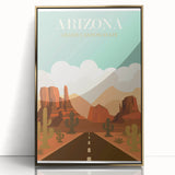Arizona Retro Travel Poster | Grand Canyon Desert Road Print
