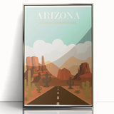 Arizona Retro Travel Poster | Grand Canyon Desert Road Print