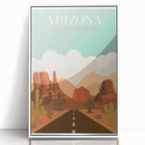 Arizona Retro Travel Poster | Grand Canyon Desert Road Print